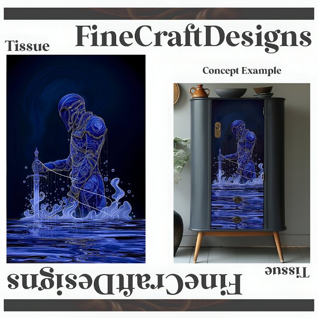 Blue Noble Knight With Sword Decoupage Left 150 Tissue Paper (Creator Uploaded)