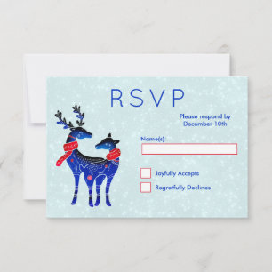 Blue Nordic Christmas Reindeer Pair RSVP