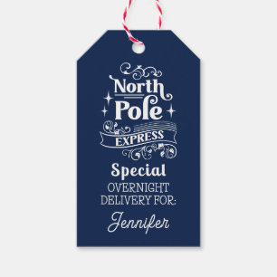 BLUE North Pole Special OVERNIGHT DELIVERY FOR  Gift Tags