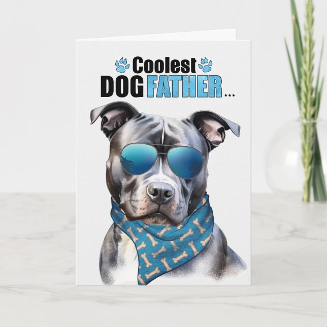 Blue Nose Pit Bull Dog Coolest Dad Father's Day Holiday Card (Front)