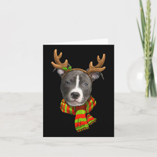 Blue Nose Pitbull Christmas Reindeer Pet Dog Lover Card