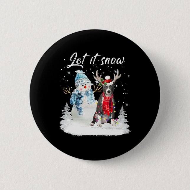 Blue Nose Pitbull Santa Dog Christmas Snowman Xmas 6 Cm Round Badge (Front)