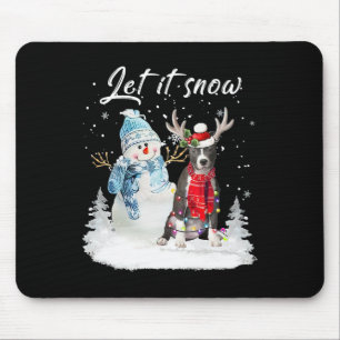 Blue Nose Pitbull Santa Dog Christmas Snowman Xmas Mouse Pad