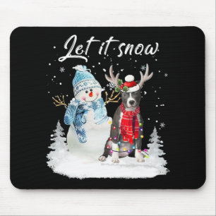 Blue Nose Pitbull Santa Dog Christmas Snowman Xmas Mouse Pad