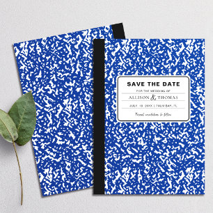 Blue Notebook Teacher Funny Save The Date Wedding Invitation