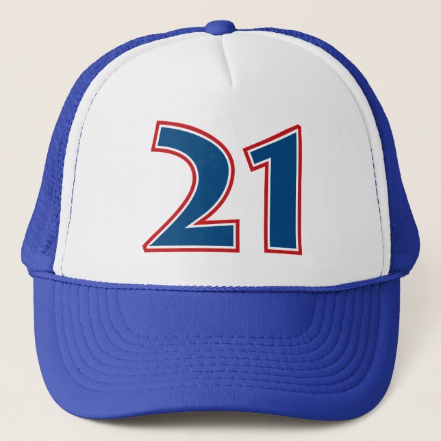 Blue Number 21 Trucker Hat (Front)