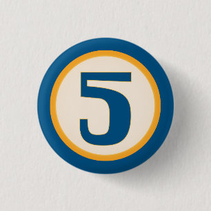 Blue Number 5 3 Cm Round Badge