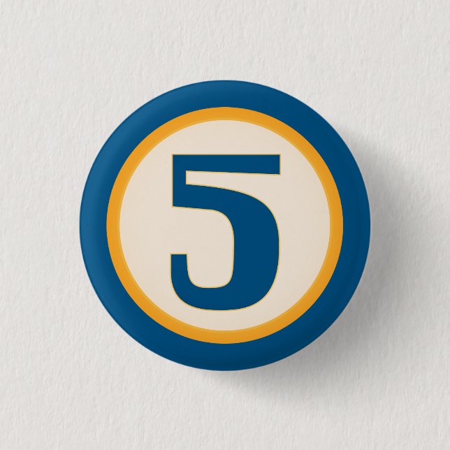 Blue Number 5 3 Cm Round Badge (Front)