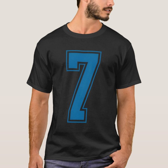 Blue Number 7 Team Junior Sports Numbered Uniform T-Shirt (Front)