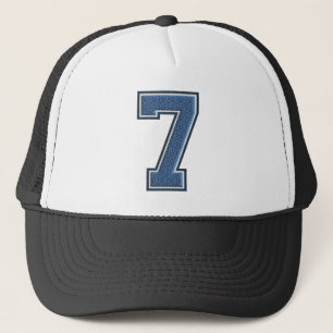 Blue Number 7 Trucker Hat