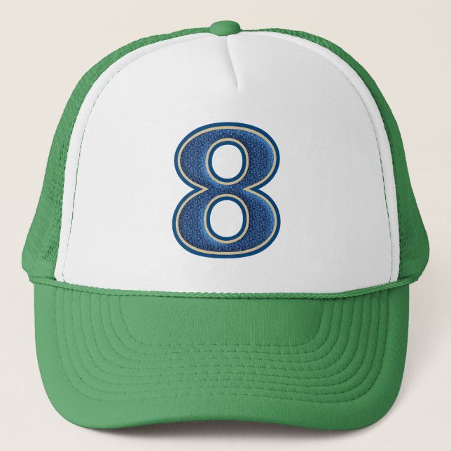 Blue Number 8 Trucker Hat (Front)