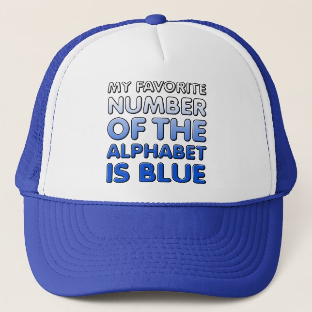 Blue Number Of The Alphabet Funny Ball Cap Hat (Front)