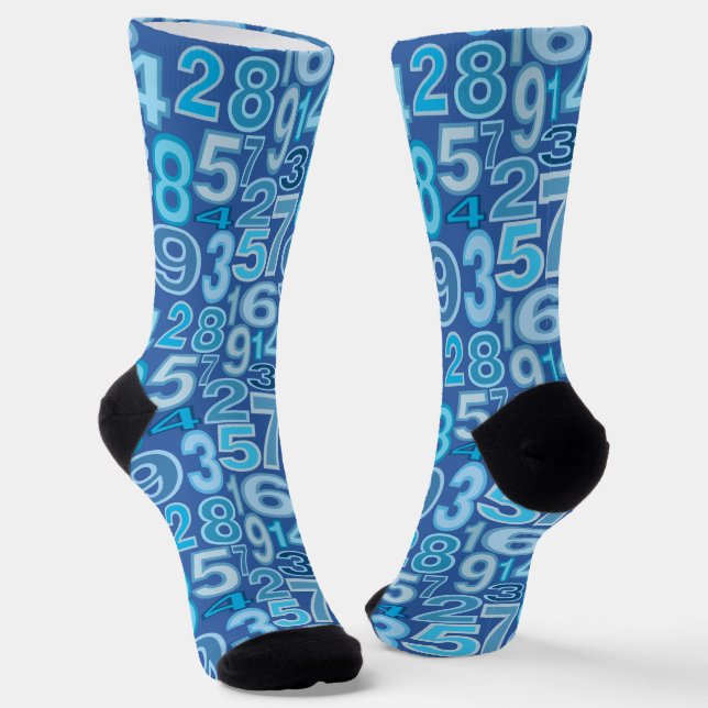 Blue Number Pattern Socks (Angled)