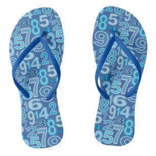 Blue Number Pattern Thongs