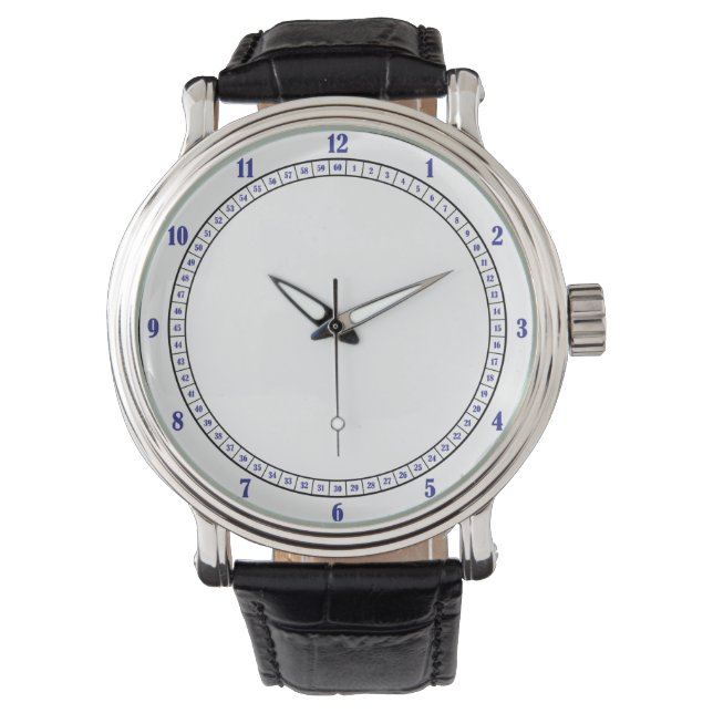 blue numbers clock dial watch (Front)
