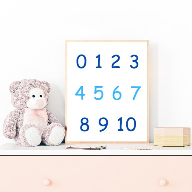 Blue Numbers Zero to Ten 0 to 10 Teacher Kids Room Poster (Creator Uploaded)