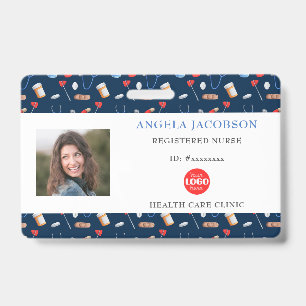 Blue Nurse Healthcare Logo Horizontal ID Badge