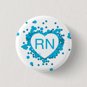 Blue Nurse RN Heart Button