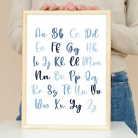 Blue Nursery Alphabet ABC Learn Poster
