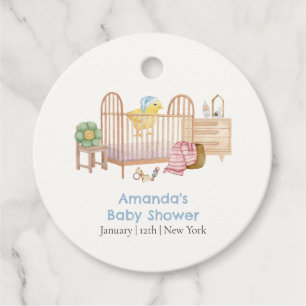 Blue Nursery Toys Little Chicken Baby Shower Favour Tags