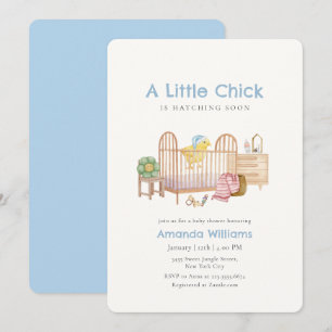Blue Nursery Toys Little Chicken Baby Shower Invitation