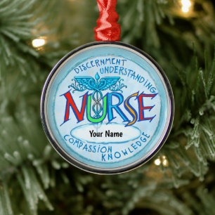 Blue Nurses Motto Nurse  Metal Ornament