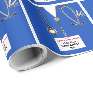 Blue Nursing School Grad Wrapping Paper