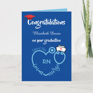 Blue Nursing School Graduation Congratulations Card