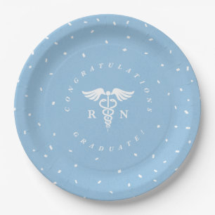 Blue Nursing School Graduation Party Plates