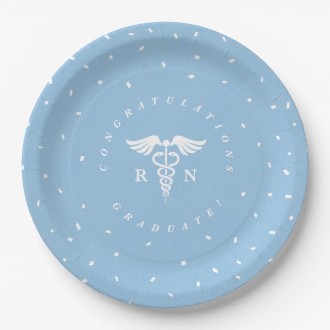 Blue Nursing School Graduation Party Plates (Front)