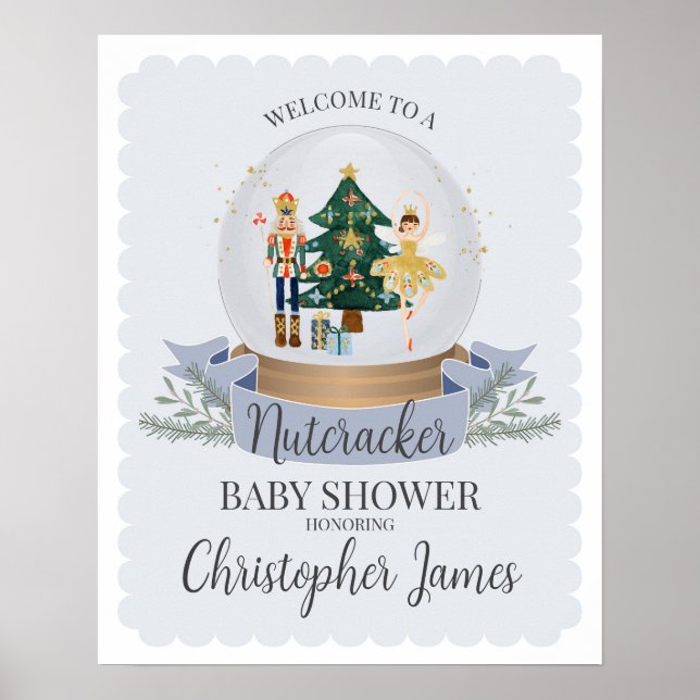 Blue Nutcracker Ballet Winter baby shower welcome Poster (Front)