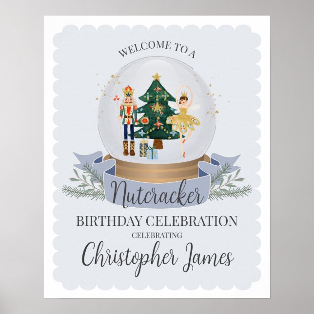Blue Nutcracker Ballet Winter baby shower welcome Poster (Front)