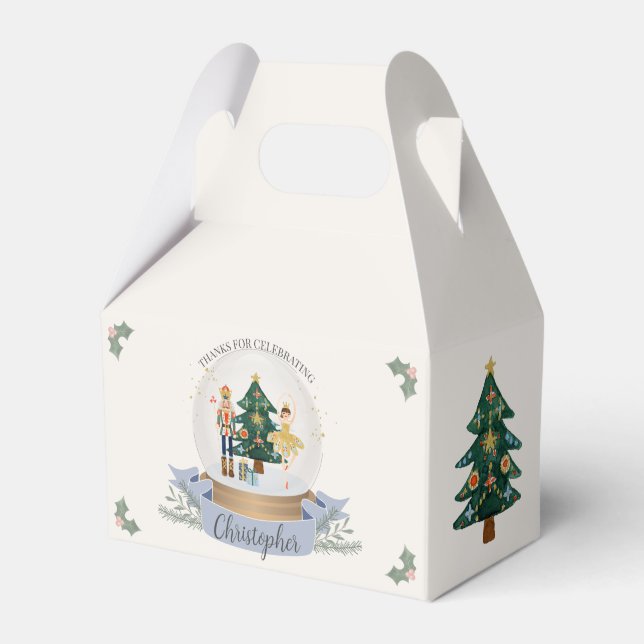 Blue Nutcracker Christmas Baby Shower Favour Box (Front Side)