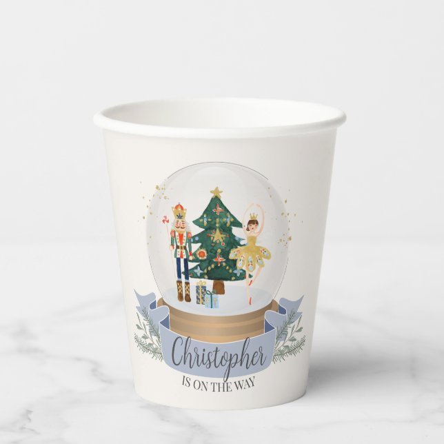 blue nutcracker christmas baby shower tableware paper cups (Front)