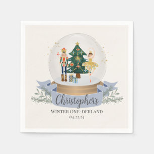 blue nutcracker christmas first birthday party napkin