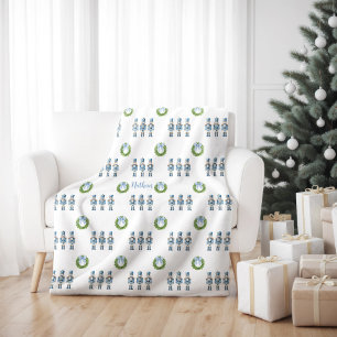 Blue Nutcracker Christmas Fleece Blanket