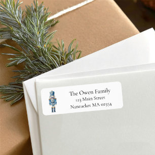 Blue Nutcracker Christmas Return Address Label