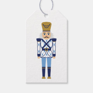 Blue Nutcracker Gift Tags, Blue & White Christmas Tags