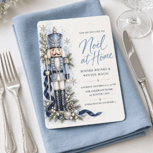 Blue Nutcracker Noël Christmas Dinner Invitation