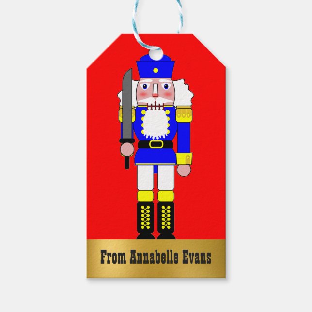 Blue Nutcracker Personalised Gift Tags (Front)