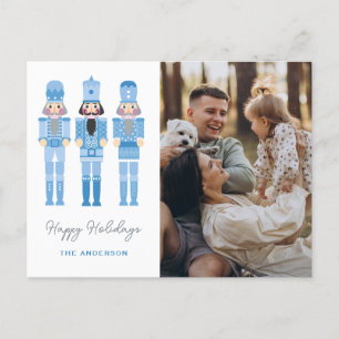 BLUE NUTCRACKERS WITH PHOTO CHRISTMAS  POSTC POSTCARD