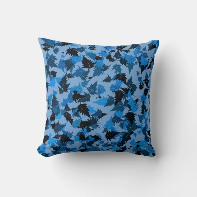 Blue Oak Leaves Cushion (Front)