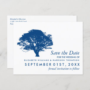 Blue Oak Tree, Rustic & Minimalistic Save the Date Postcard