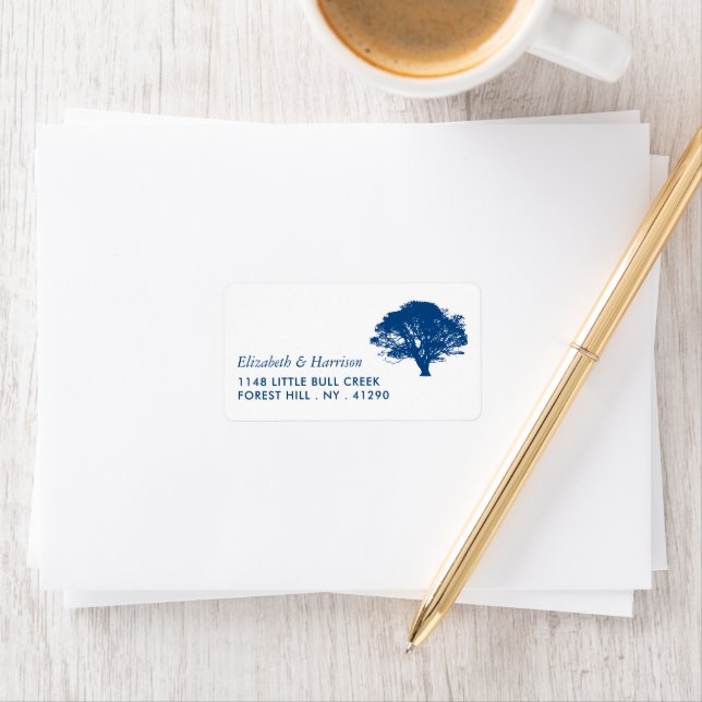 Blue Oak Tree, Rustic & Minimalistic Wedding Label (Insitu)