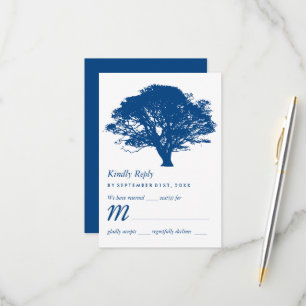 Blue Oak Tree, Rustic & Minimalistic Wedding RSVP Card