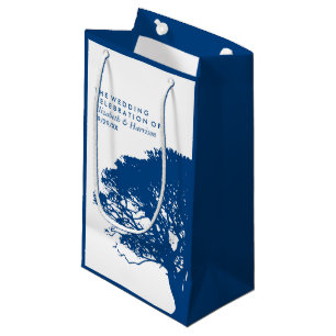 Blue Oak Tree, Rustic & Minimalistic Wedding Small Gift Bag