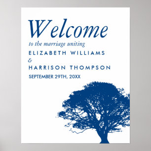 Blue Oak Tree, Rustic & Minimalistic Welcome Poster