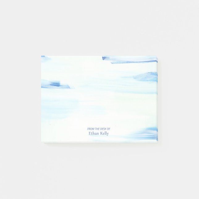 Blue Ocean Abstract Art Personalised Name Post-it Notes (Front)