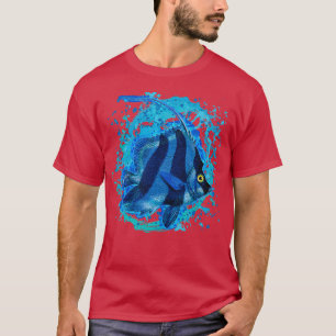 Blue Ocean Angelfish Aquatic Fish Splash T-Shirt
