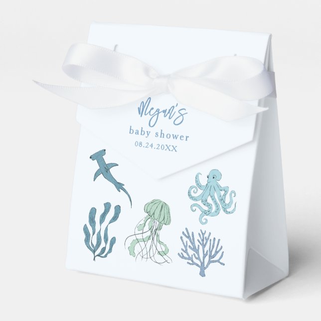 Blue Ocean Baby Shower Favour Box (Front Side)